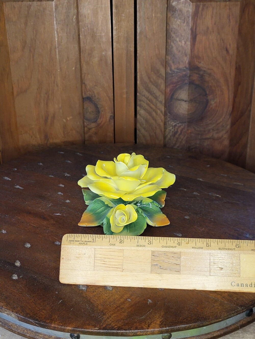 Yellow Porcelain Rose Figurine - Picture 7 of 15